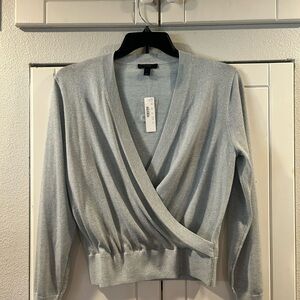 J Crew Elegant Gray Wrap Sweater
